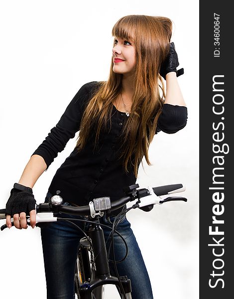 Young girl with bike.