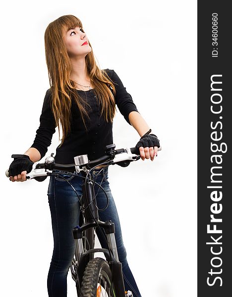 Young girl with bike.