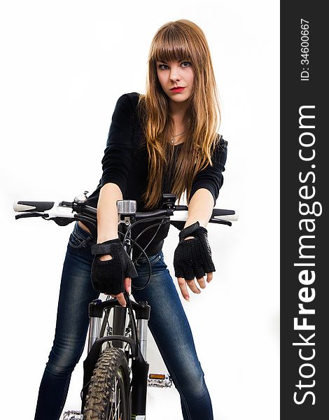 Young girl with bike.