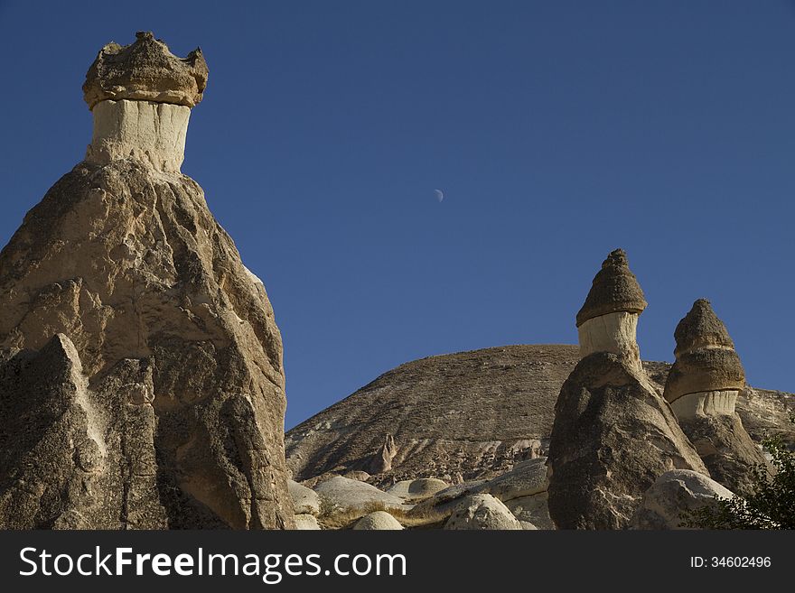 Stone Mushrooms in Zelve Valley, Cappadocia Turkey. Stone Mushrooms in Zelve Valley, Cappadocia Turkey