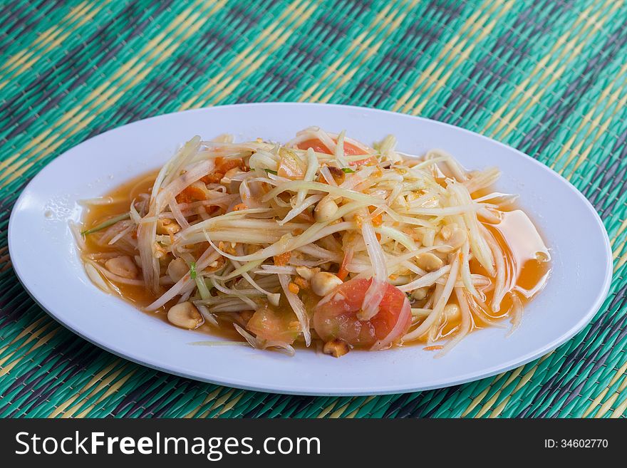 Papaya salad, traditional Thai food