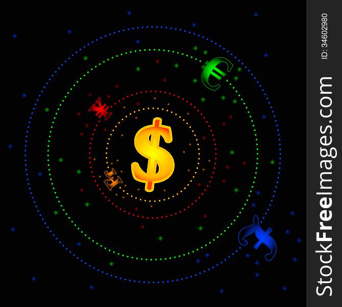 Vector picture that represent forex market as a solar system. Vector picture that represent forex market as a solar system