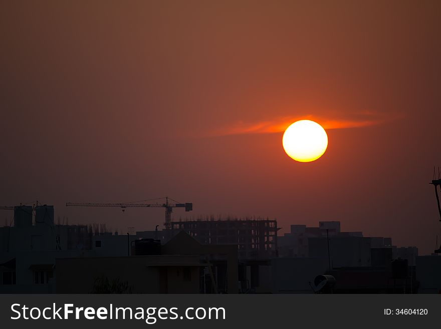 Sunset at the Construction Site in Bangalore