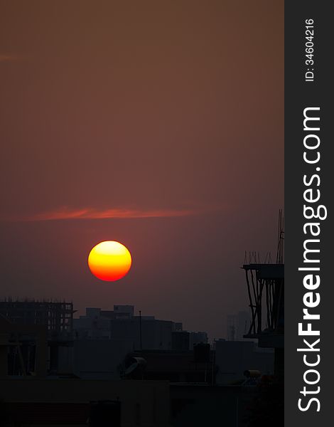 Sunset at the Construction Site in Bangalore