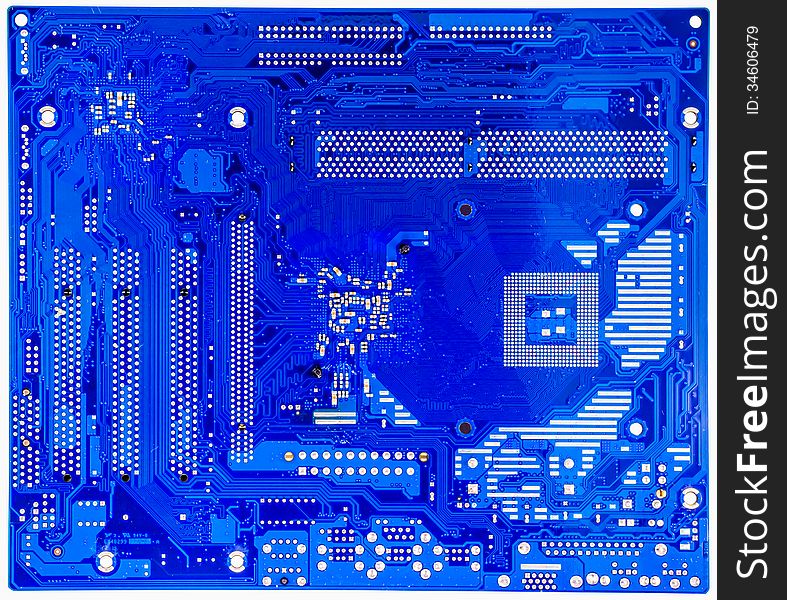 Close up blue circuit board of computer