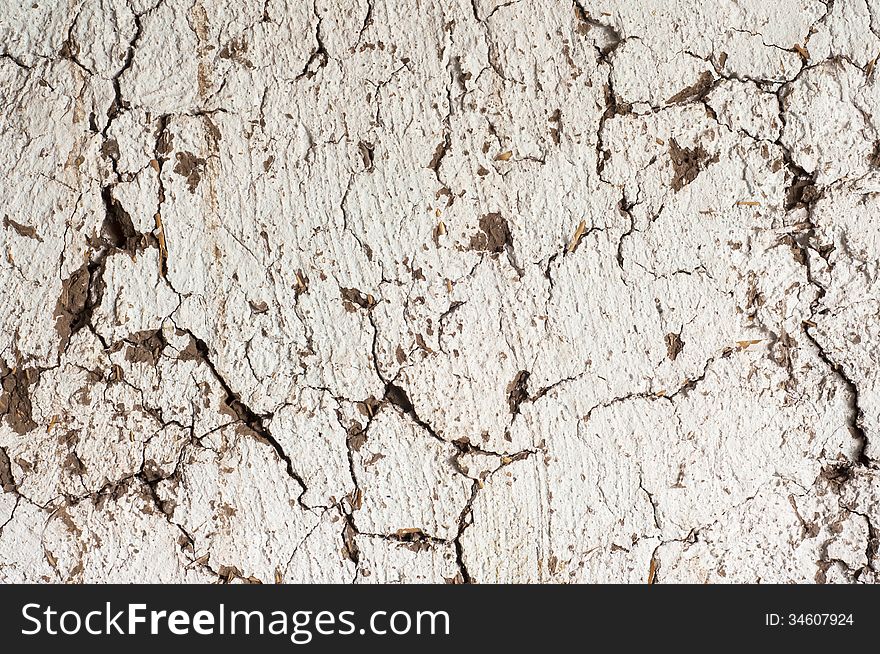 White wall of mud and straw. White wall of mud and straw