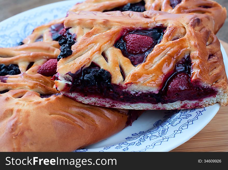 Pie With Raspberry And Blueberry