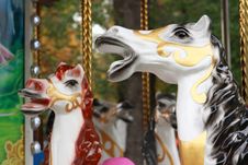 White Horses Childrens Carousel Stock Photos White Horses Childrens Carousel Stock Photos