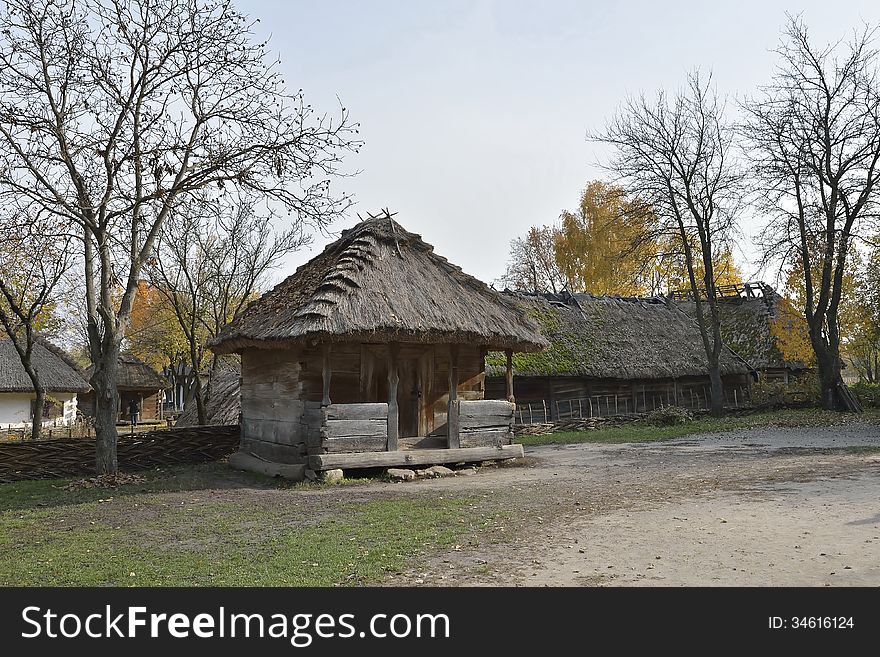 Peasant house-typical structure of villages in Ukraine.