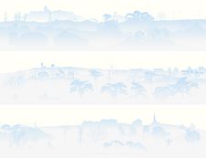 Horizontal Banners Of Misty Valley. Stock Image