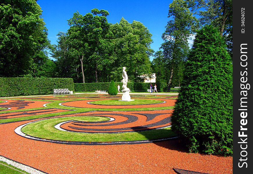 The place in front of Catherine Palace in Tzarskoe Selo park in Pushkin town near Saint-Petersburg, Russia. The place in front of Catherine Palace in Tzarskoe Selo park in Pushkin town near Saint-Petersburg, Russia