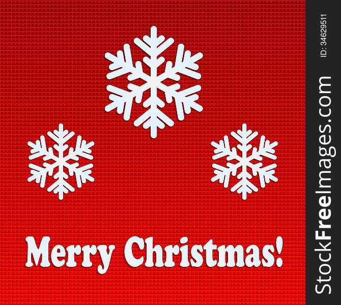 Christmas Holiday Greetings.Christmas background.snowflakes from white paper on red background.