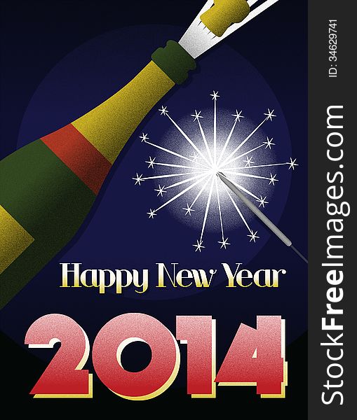 2014 New Year retro poster