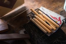 Sculpture Wood Clay Tools Royalty Free Stock Photography Sculpture Wood Clay Tools Royalty Free Stock Photography