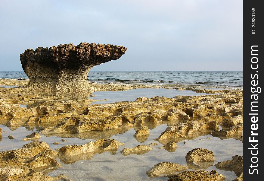 Beach Ayia-Napa with a single stone. Beach Ayia-Napa with a single stone