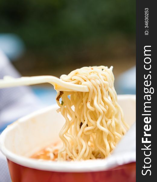 Instant noodles to eat with a fork. Instant noodles to eat with a fork