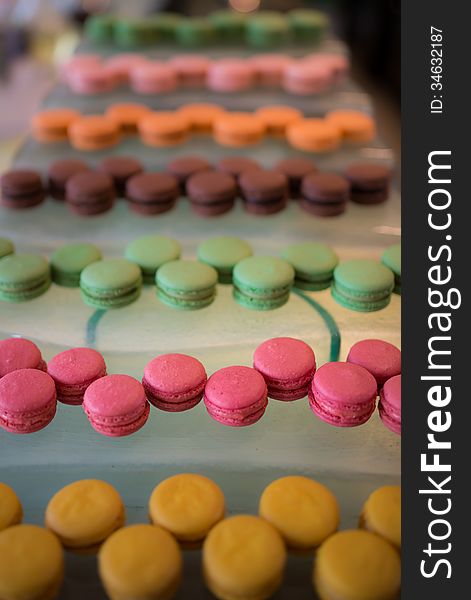 Variety of macaroon in buffet line