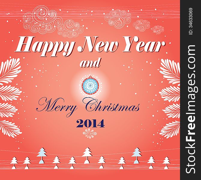 New Years greeting card with