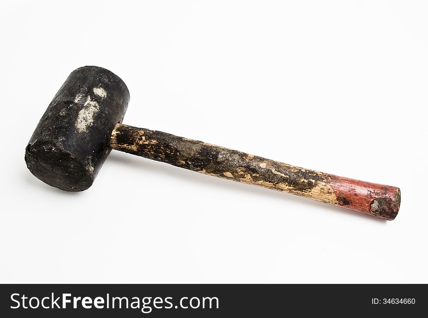 Old big hammer isolated in white background