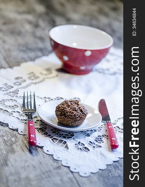 Homemade diet bread on white plate. From series Healthy Eating