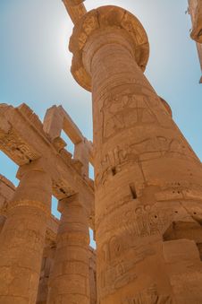 Huge Column In The  Karnak Temple Stock Photo