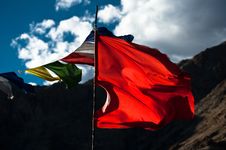Buddhist Praying Flags Flapping In The Wind. India Stock Image Buddhist Praying Flags Flapping In The Wind. India Stock Image