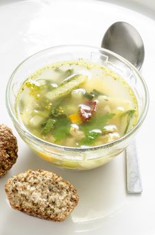 Vegetable Soup In A Glass Bowl Royalty Free Stock Photography Vegetable Soup In A Glass Bowl Royalty Free Stock Photography