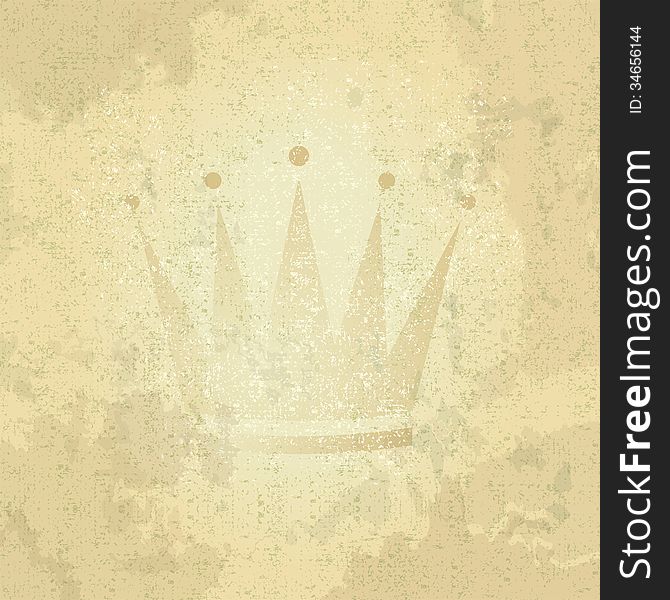 Retro Crown, Grunge Illustration