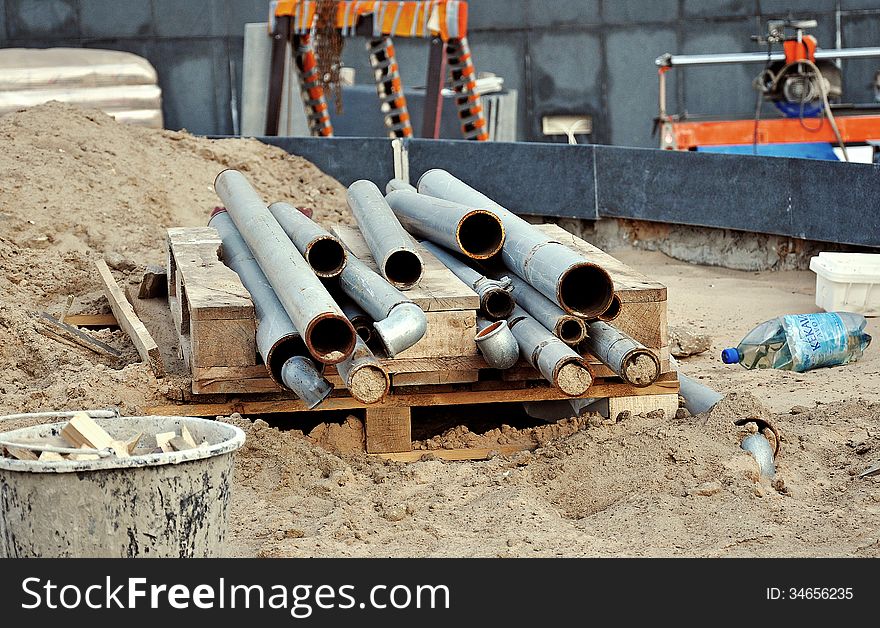 Pipes at a construction site