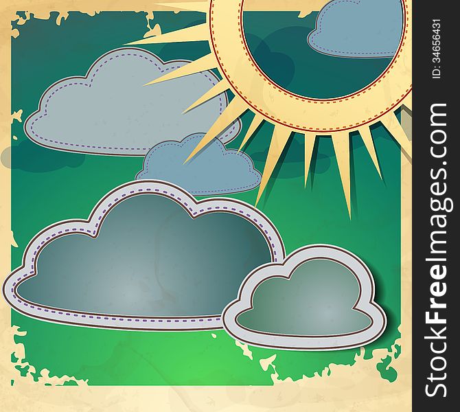 Sun And Clouds. Vector Illustration. Eps 10.