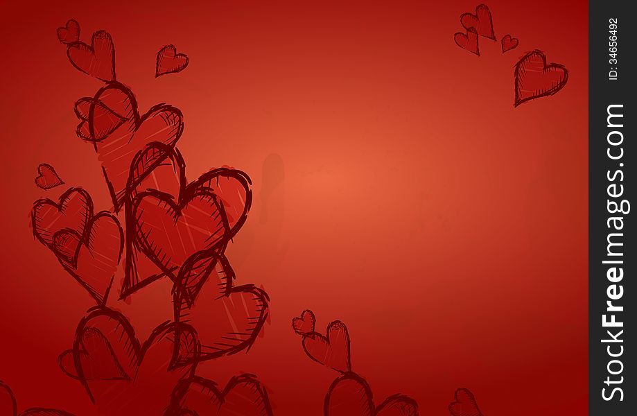 Grunge Heart Background.
