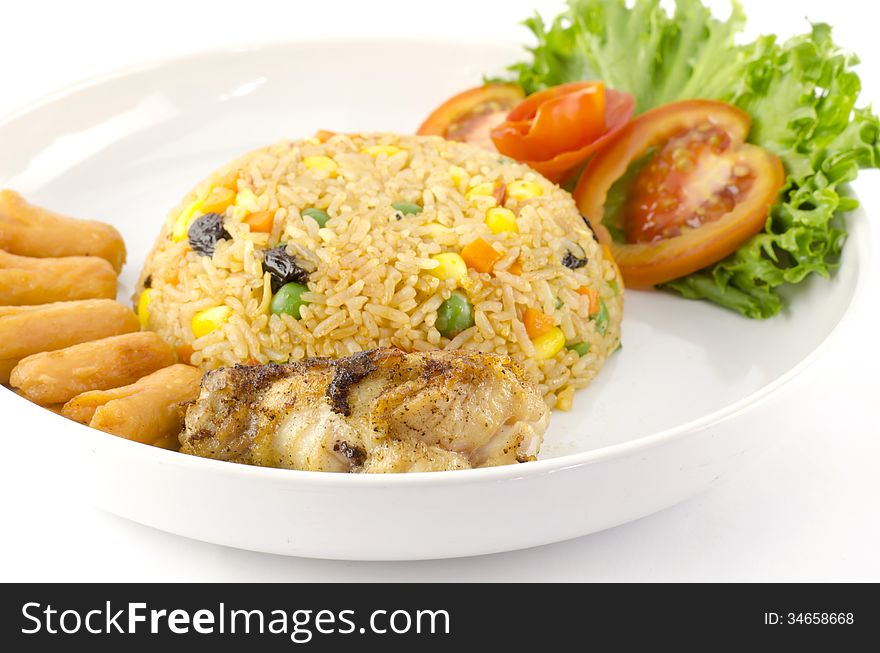 Main food American fried rice isolated on white background