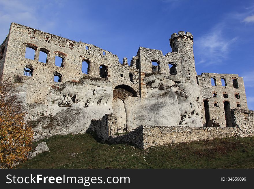 Castle ruins in Ogrodziencu poland