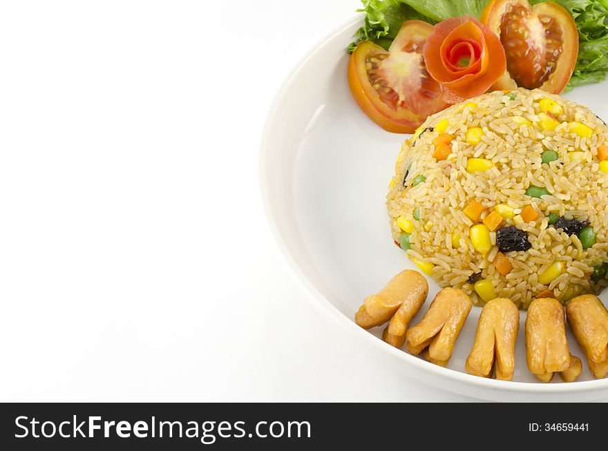 American Fried Rice Isolated On White