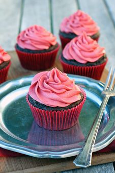 Chocolate Cherry Cupcakes Stock Images Chocolate Cherry Cupcakes Stock Images