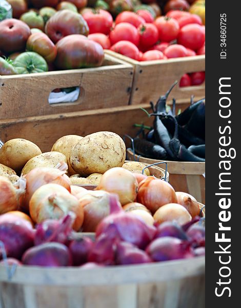 Variety of vegetables at farmers&#x27; market. Variety of vegetables at farmers&#x27; market.