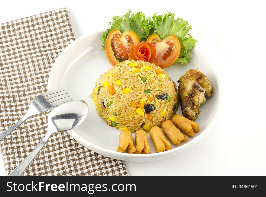 American Fried Rice Isolated On White