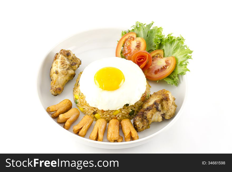 Main food American fried rice isolated on white background