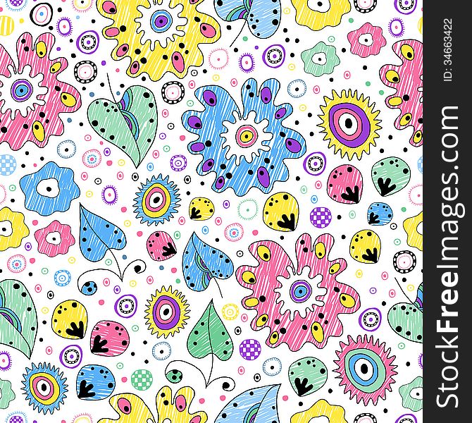 Bright Seamless Floral Pattern Painted Markers