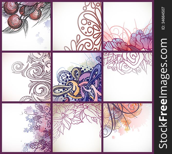 Set Of Floral Backgrounds. Vector Illustration. Eps 10.