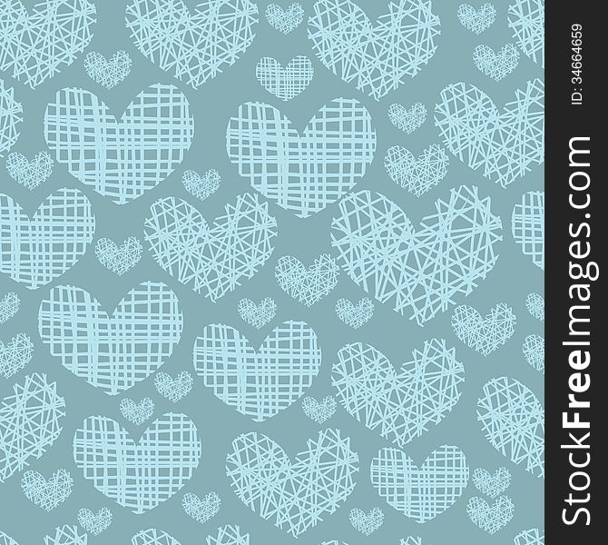 Seamless pattern with embroidery of hearts