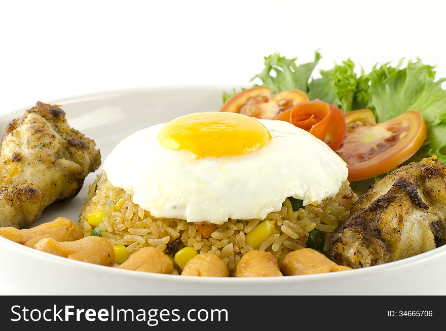 Main food American fried rice isolated on white background