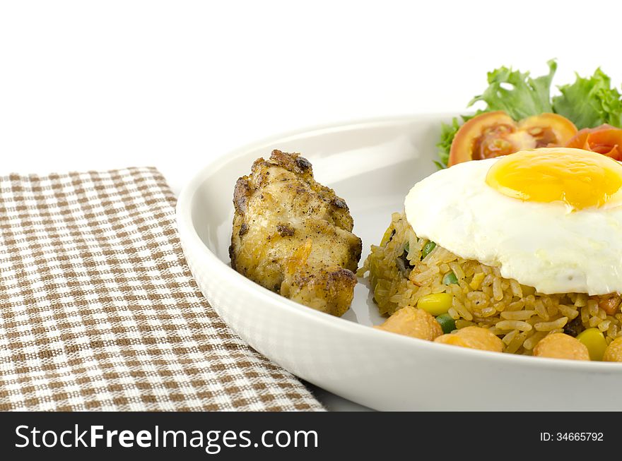 American Fried Rice Isolated On White