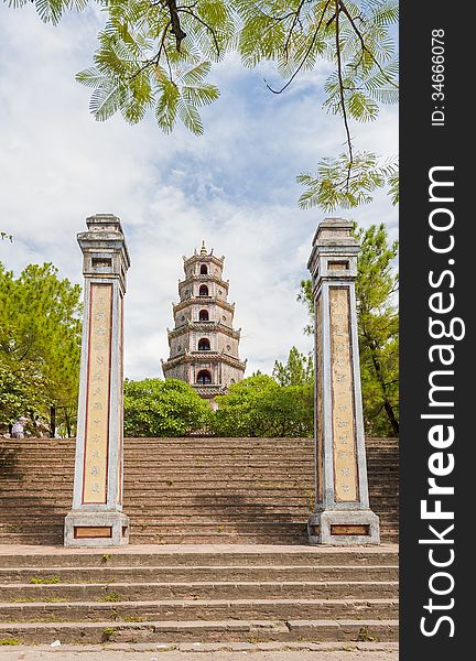 Main entrance of Thien Mu Pagoda, Hue city, Vietnam. Unesco World Heritage Site. Main entrance of Thien Mu Pagoda, Hue city, Vietnam. Unesco World Heritage Site.