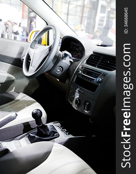 Car interior design:the front seat and control panel. Car interior design:the front seat and control panel