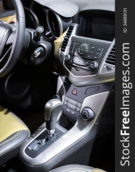 Car interior design:4 gear automatic transmission and control panel. Car interior design:4 gear automatic transmission and control panel