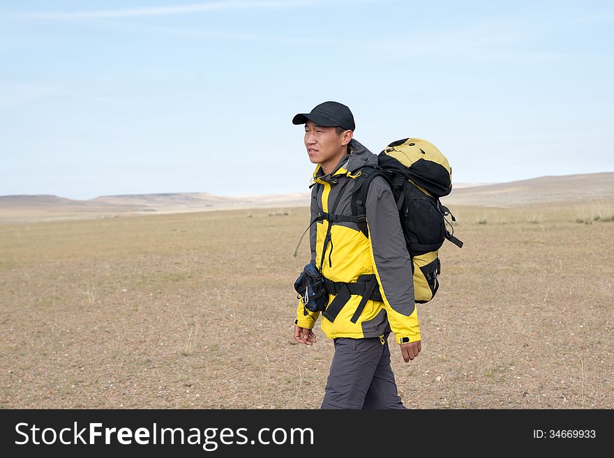 Hike in autumn grasslands of Inner Mongolia. Hike in autumn grasslands of Inner Mongolia