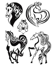 Silhouettes Of Horses. Set 1 Stock Images