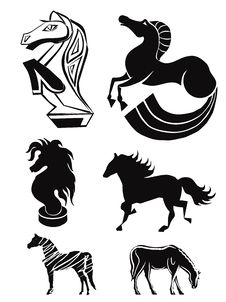Silhouettes Of Horses. Set 3 Royalty Free Stock Photography