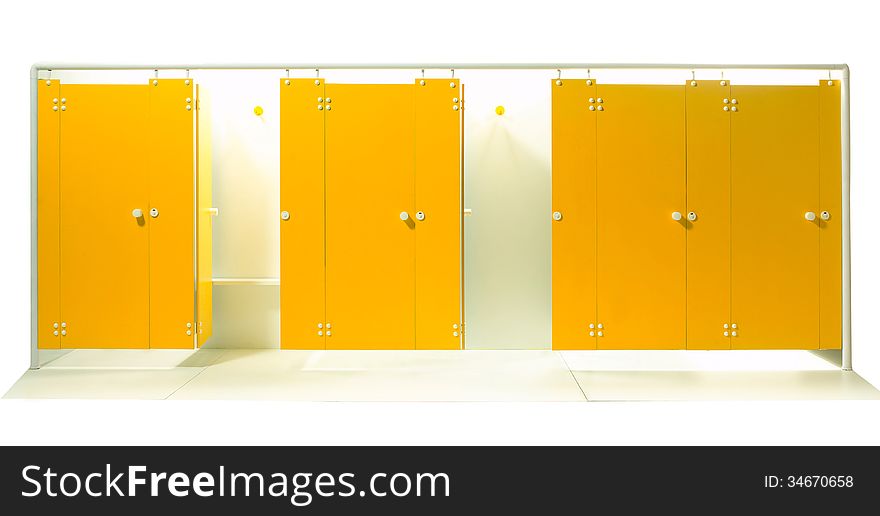 Empty sport dressing room in the gyms for changing dress, the image isolated on white background. Empty sport dressing room in the gyms for changing dress, the image isolated on white background